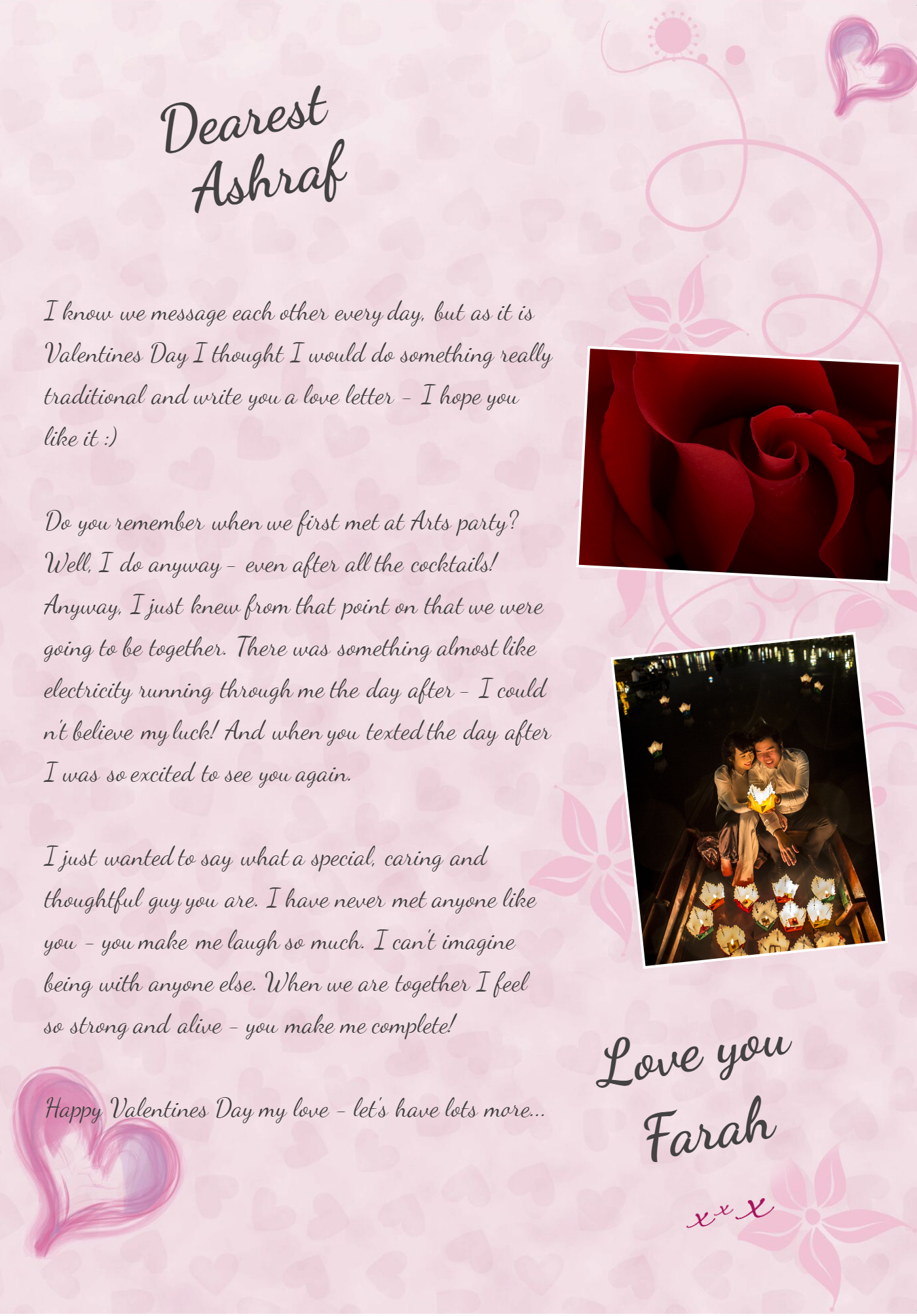 Valentines Love Letter
Girl to Boyfriend